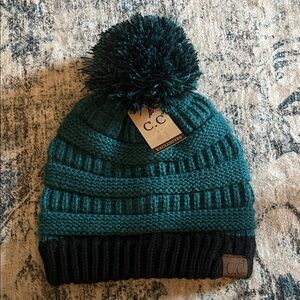 C.C Green and Black Pom Beanie
